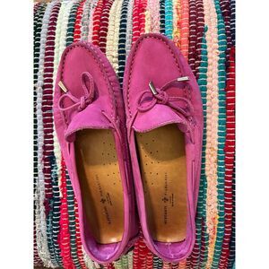 Mercanti Fiorentini Pink Magenta Suede Driving Loafers Sz 8 Made in Brazil